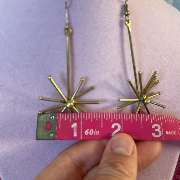 Solid Brass Burst Earrings - Picture 5 of 5